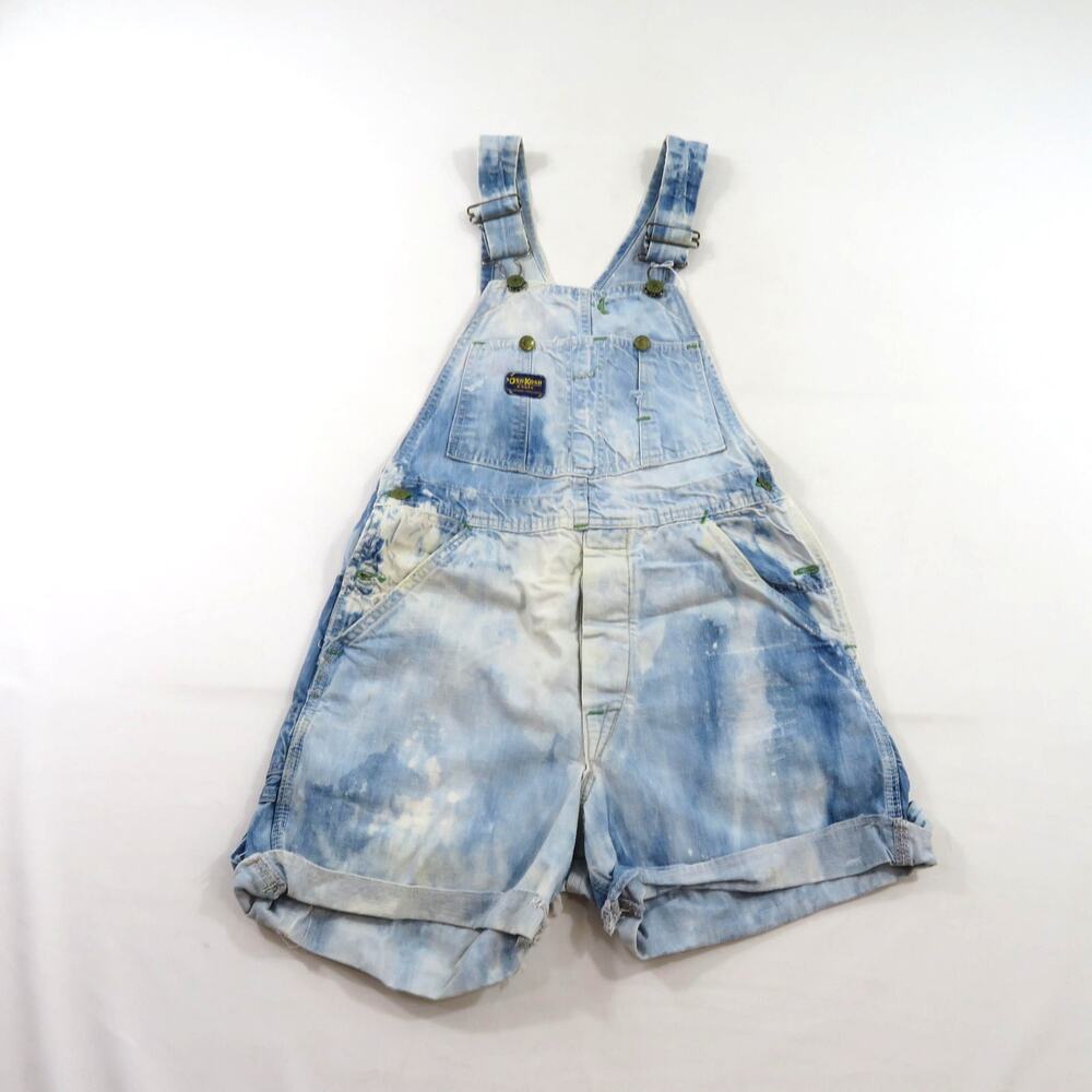 Osh Kosh Overalls Jean Shorts, Union Made Sanforized Vestbak Blue Meas 28x3.5